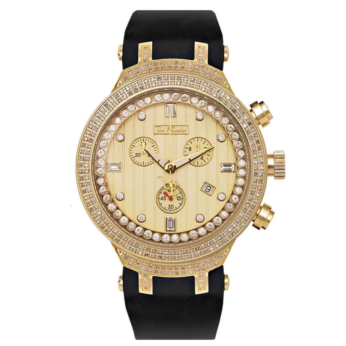Yellow Gold Tone Joe Rodeo Men's Diamond Watch 2.20ct Master 1 Yellow Gold Tone Joe Rodeo Men's Diamond Watch 2.20ct Master